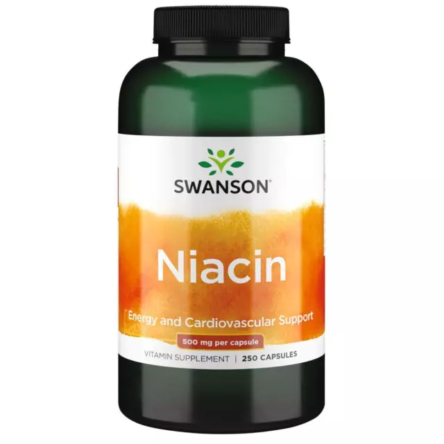 Swanson Niacin 500mg 250 Capsules, Cardiovascular Health, Energy Support