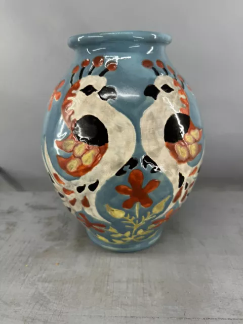 Vase Aux Perroquets Perruche Henriot Quimper Gisèle Trevoux