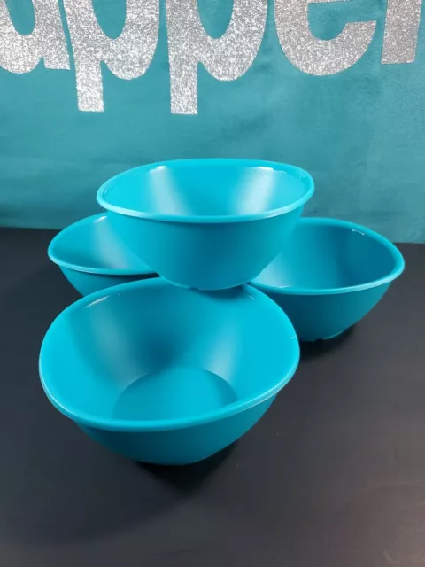 Tupperware Legacy Pinch Cereal Bowls Set of 4 Aqua 400ml