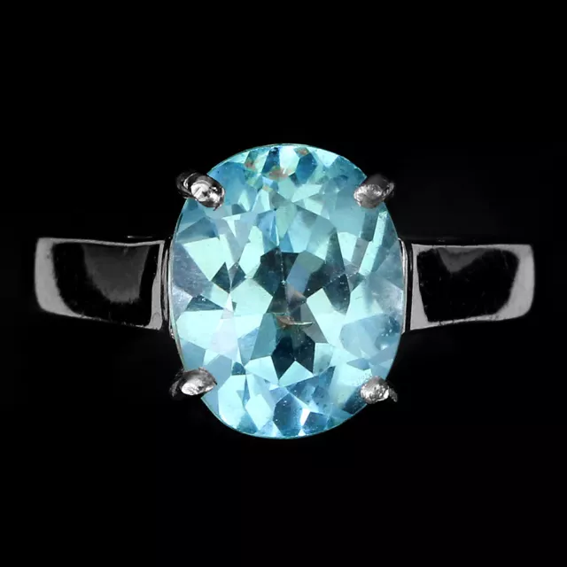 Oval Sky Blue Topaz 10x8mm 14K White Gold Plate 925 Sterling Silver Ring