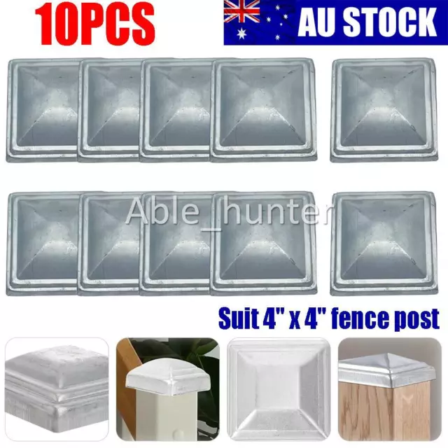 10PK 100x100mm Steel Fence Post End Caps Fit 4" Post Cap Fence Finial Tube Cover