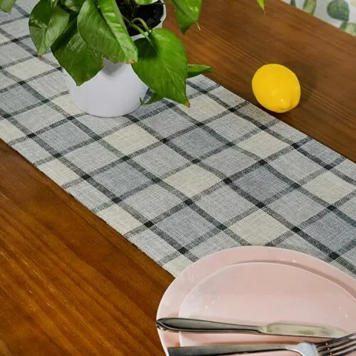 PZQ2310 Tabletop Dining Check Table Runner Geometric Pattern Double Layer Dur...