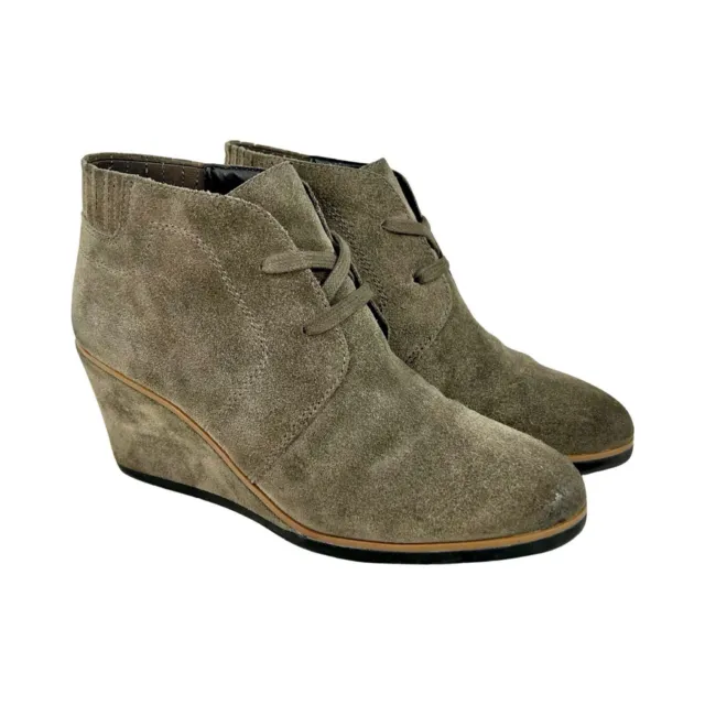 Women's Franco Sarto Austine Suede Leather Wedge Bootie Ankle Boot Gray, size 7
