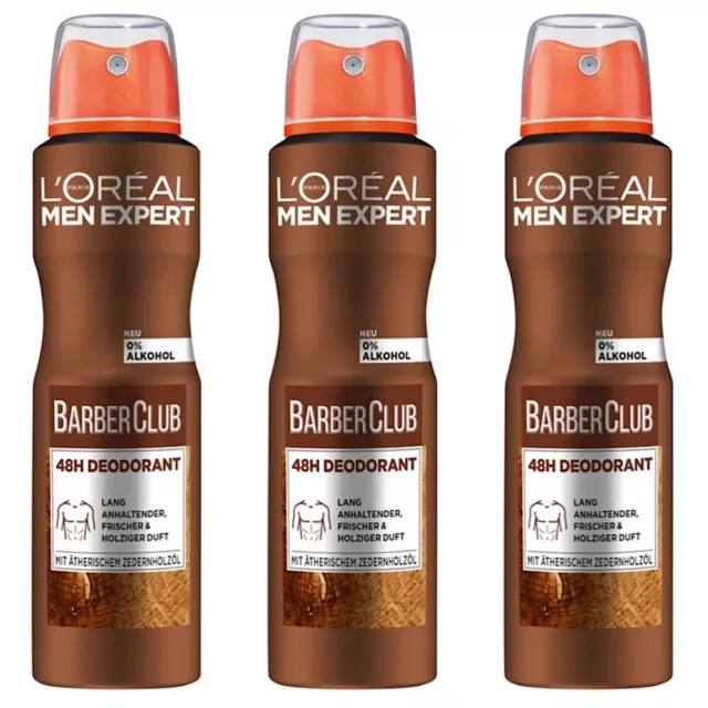 ✅ Loreal Men Expert Barber Club Deo Spray Deodorant 48h ohne Aluminium 3x 150ml✅