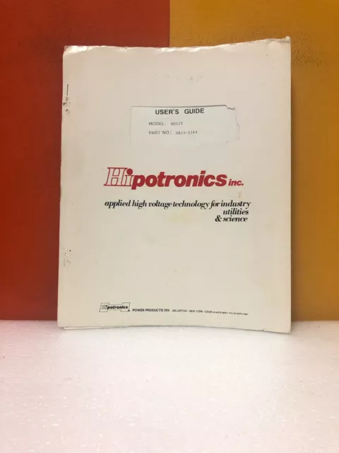 Hipotronics DS11-1164 Model HD115 User Manual