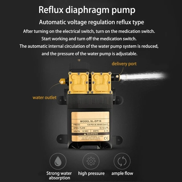 Bomba de agua eléctrica de diafragma duradera agrícola alta presión 12 V