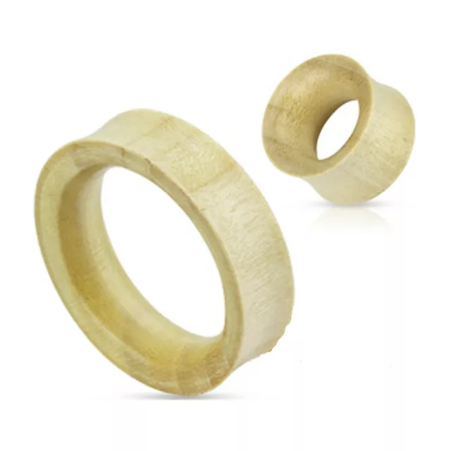 Pair of Light Blonde Crocodile Wood Tunnels Hand Carved Ear Gauges Plugs Organic