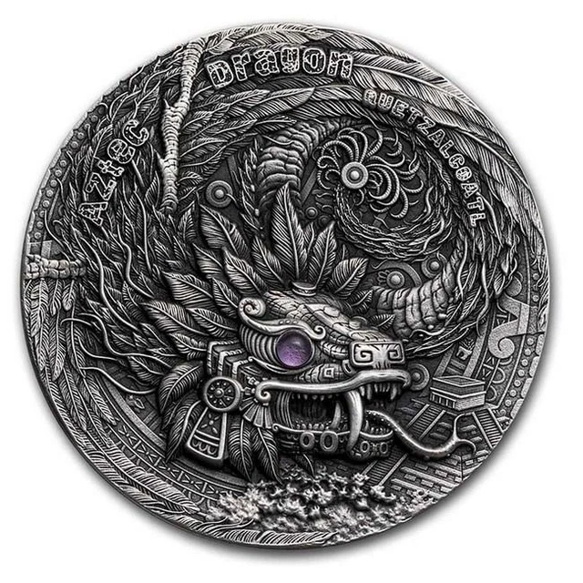 2020 Niue AZTEC Dragon 2 oz Silver Antique Coin