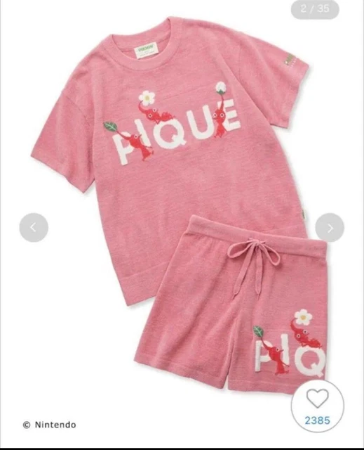 PIKMIN meets GELATO PIQUE Jacquard Pullover & Short Pants Set Pink