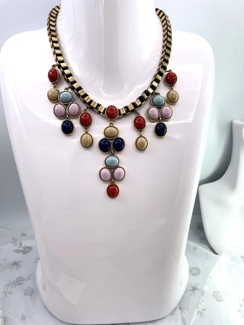 J. Crew Vintage Gold Plated Enamel Statement Necklace