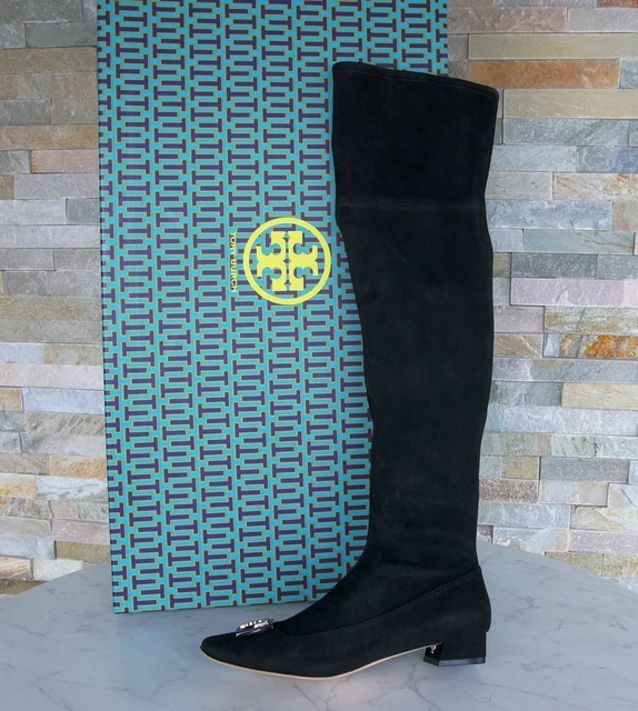 Tory Burch Taille 37,5 Américaine 7 Cuissardes Bottes Chaussures Noir Neuf Ehem
