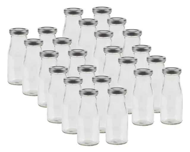 Glasflaschen mit Schraubverschluss Deckel Silber 150 Saftflaschen Glasflasche EP