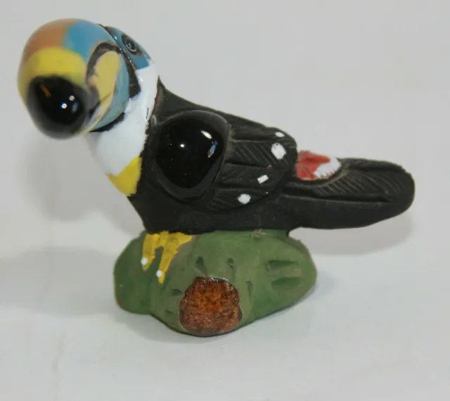 Vintage Toucan Figur handgefertigte Keramik Keramik Vogel Figur bunter Vogel Peru 2