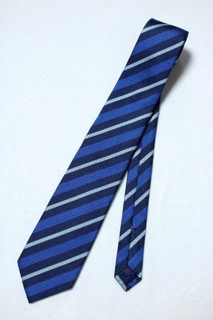David Donahue Handmade USA 100% Italian Woven Silk Blue Striped Tie