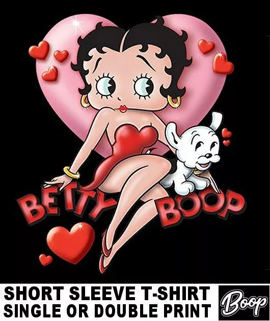 Fabulous Betty Boop Love Hearts Girl Power Pudgy Dog Cartoon Character T-shirt