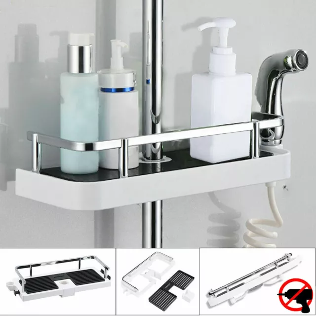 Bathroom Shower Accessories Rack Organiser Tray Pole Caddy Storage Shelf Tidy UK