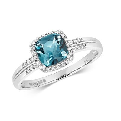 Diamant & Topaze Bleu Londres Anneau Bague Tailles