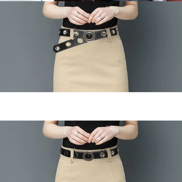 Ceinture Femme Noir à Strass Multicolores - Longueur 85cm (taille), Totale 122cm