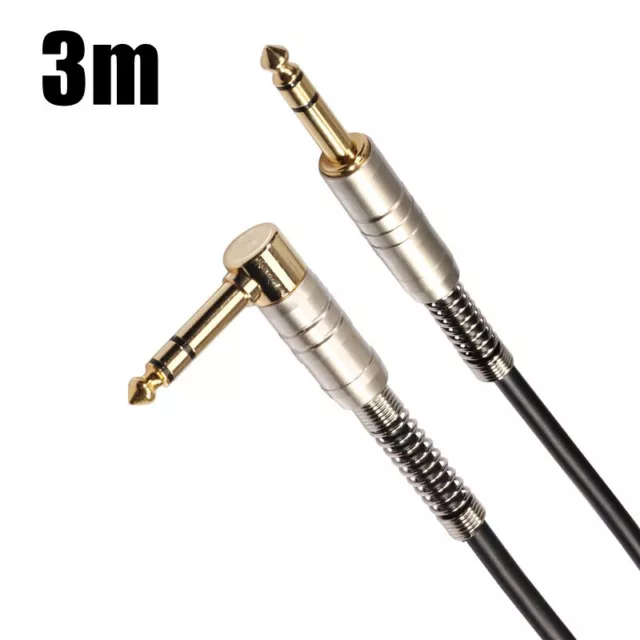Stereo 6.35mm 1/4 jack TRS Cable Male to Male Guitar Audio Cable L 90° Amplifier