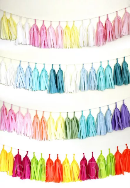 Tissue Tassels Paper Garland Bunting Wedding Birthday Party Baby Shower Decor