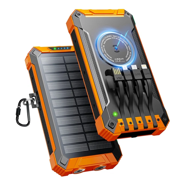 Powerbank Solaire 26800 MAh Avec Lampe Torche LED | Portable, Imperméable, Idéal Randonnée Camping
