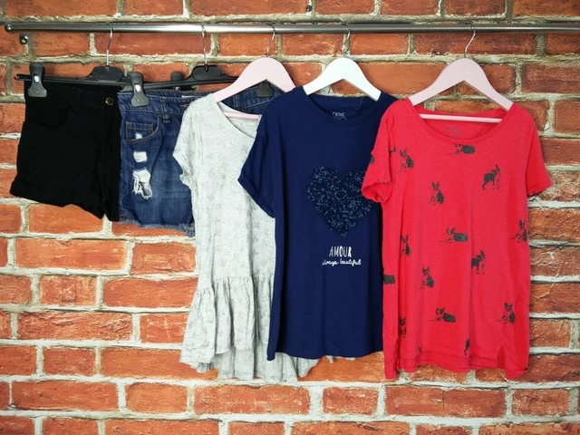 Girl Bundle Age 9-10 Years H&M Next Gap Denim Shorts T-Shirts Red Blue Dog 140Cm