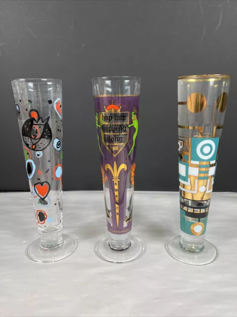 3 RITZENHOFF Tall Pilsner Beer Glasses Flute 9.25" 12 oz Sheldon Jeswad Gregori