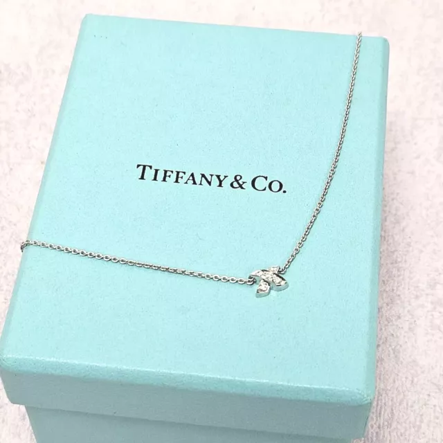 Tiffany & Co. 18k White Gold Mini Signature X Diamond Pendant Necklace 16"