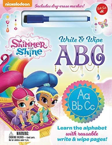 NICKELODEON'S SHIMMER AND SHINE WRITE & WIPE ABC: LEARN By Walter Foster Jr. VG+