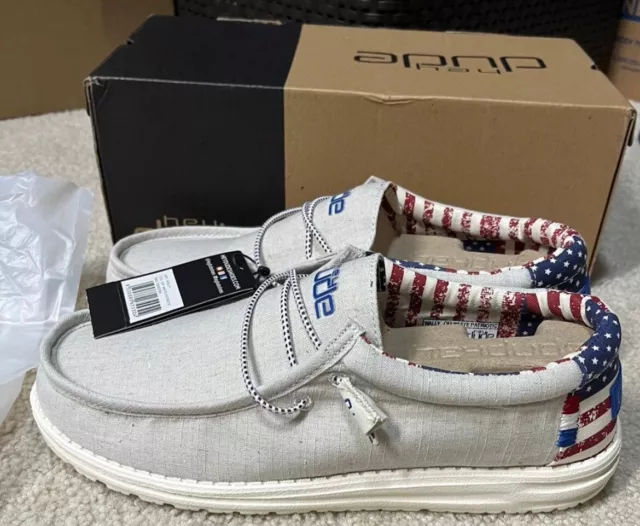 Hey Dude Wally Off White Patriotic Shoes