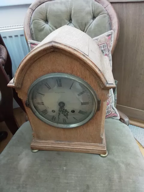 Lovely Antique Solid Oak Bracket Clock For Restoration