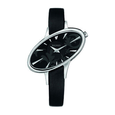 Balmain Elypsa B31913266 Silver Tone Black Dial Black Leather Swiss Womens Watch