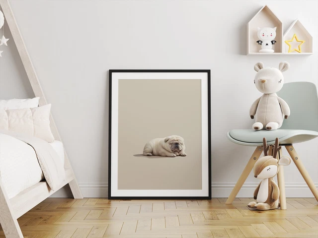 Chubby Bulldog Puppy Poster | Funny Dog Nursery Wall Art
