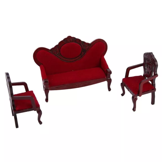 1:12 Miniature Meubles Salon Canapé Chaise Ensemble Vintage En Bois Mobilier De