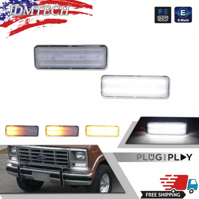 Clear Bumper Switchback LED DRL Signal Lamp For 80-86 Ford Bronco F150 F250 F350