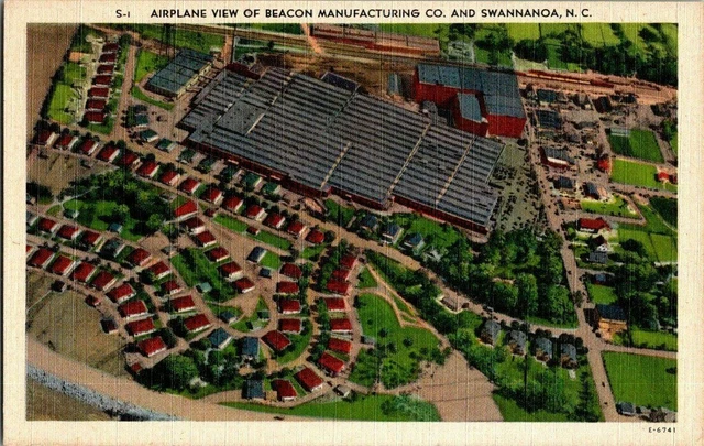 1940'S. Airplane View Of Beacon Manufacturing Co. Swannanoa, Nc Postcard Ep1