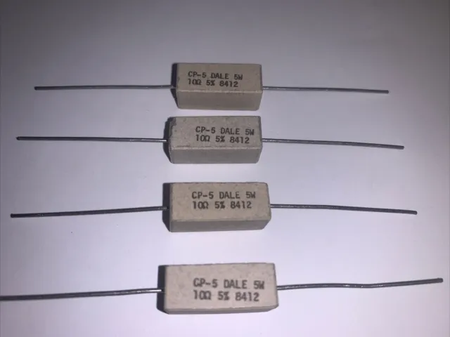 5 Watt  10 Ohm 5% DALE￼ Wirewound  Cement Resistors CP-5 New Pack Of (4)