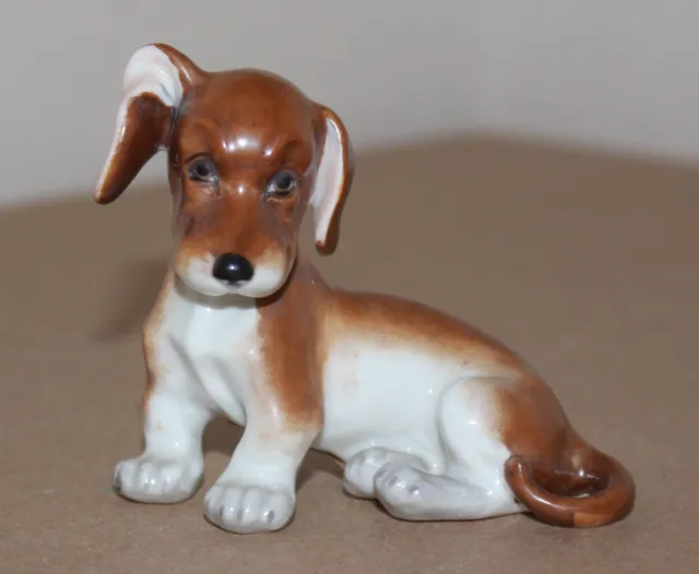 Antique Augarten Wien Porcelain Figurine Dachshund Dog 1671 Hund Dackel Austria