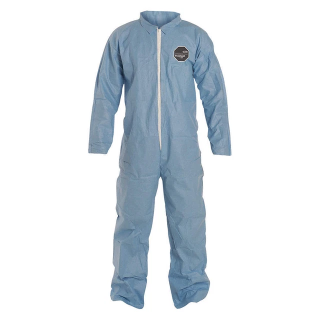 DUPONT TM120SBUMD002500 Collared Coveralls,Blue,M,Straight,PK25