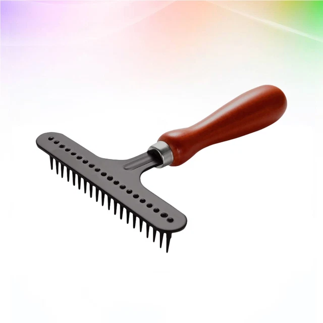 Manija de madera mascota perro gato cepillo slicker peine de acero inoxidable dientes peine de cuidado uno