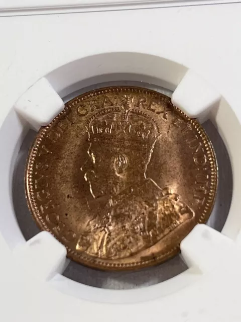 1913 Canada Large Bronze Cent Graded MS 64 RB by NGC