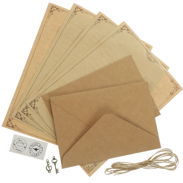 2 Set Fornitura Lettera Carta Vintage Buste Retro Cancelleria Viaggio