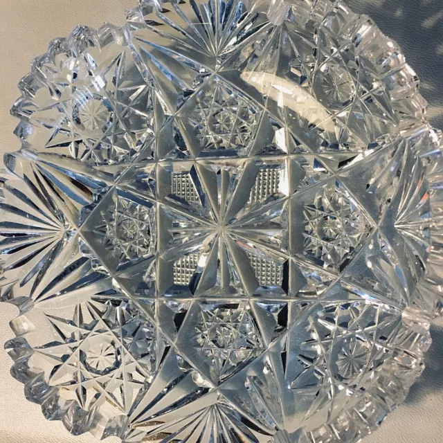 Sawtooth Cut Crystal Bowl American Brilliant Period