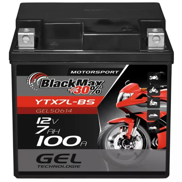 Motorradbatterie Roller Batterie 12V 7 Ah GEL YT7B-4 Akku Quad Moped YT7B-BS