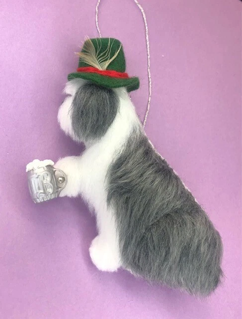Old English Sheepdog - Oktoberfest - Beer Tankard  - Part Needle Felted Dog