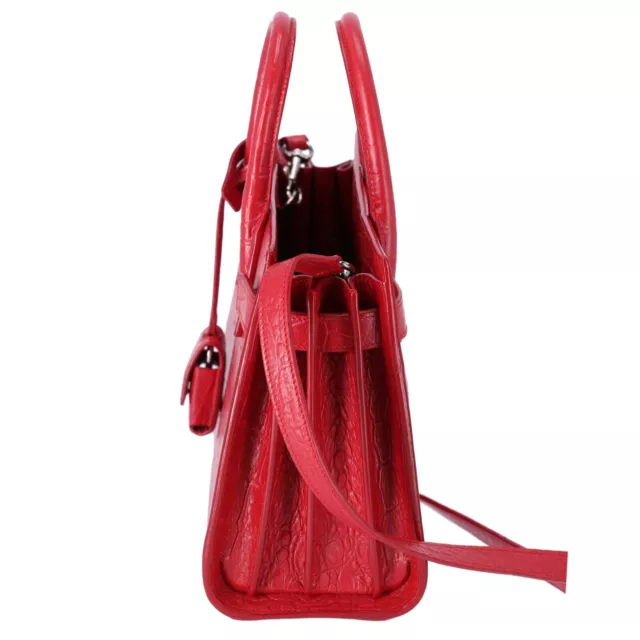 YVES SAINT LAURENT YSL Sac De Jour Nano Satchel Crossbody Embossed Croc Red 3