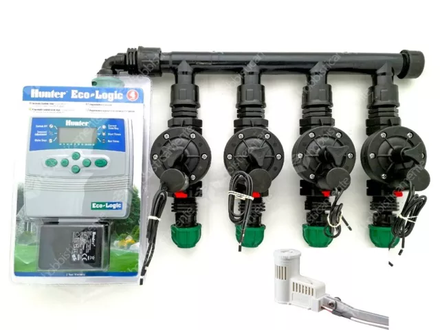 Kit Irrigazione Automatico Con   Programmatore Hunter A 4 Zone  Semplice E Prati