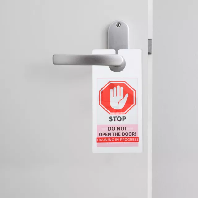 10Pcs Dual Sided Door Hanger Sign - Warning: Please Don't Open Door
