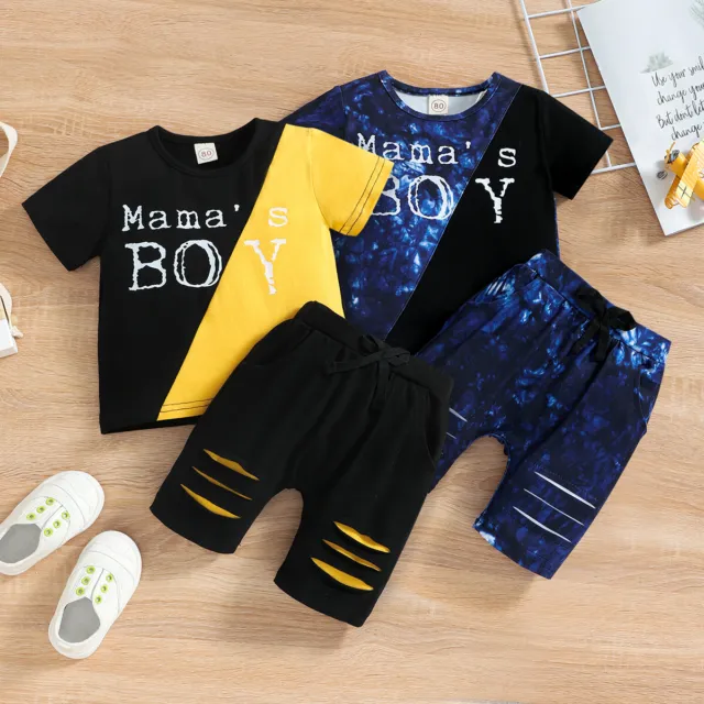 Kids Boys Tracksuit Toddler Tops Shirt+ Pants Outfits Sets Mama's Boy Clothes
