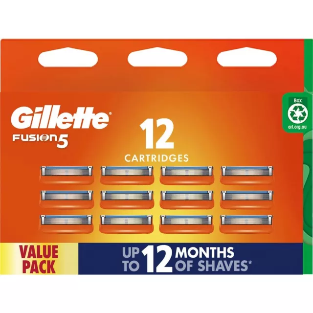 Genuine Gillette Fusion 5  12 pack Razor Blades Cartridges